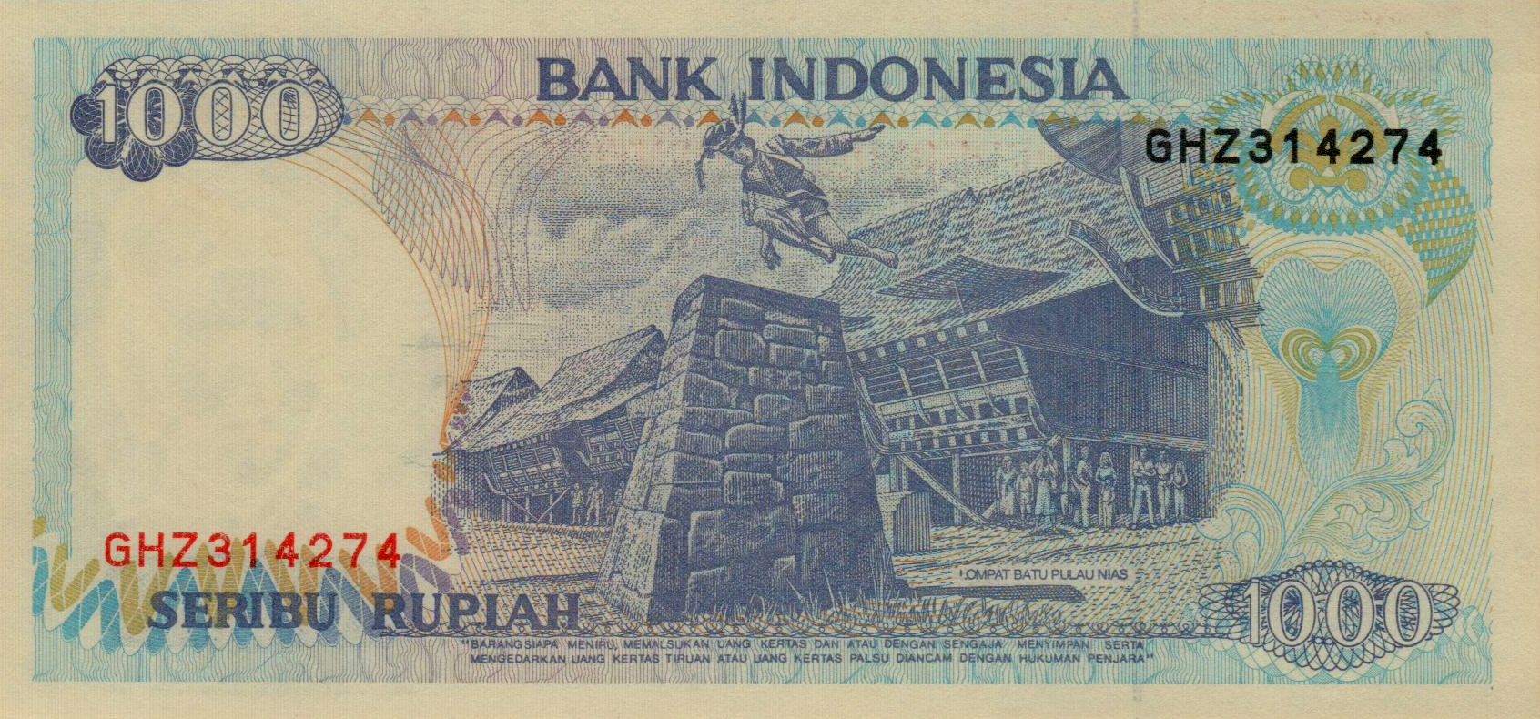 Indonesia 1000 1997 UNC P-129/f